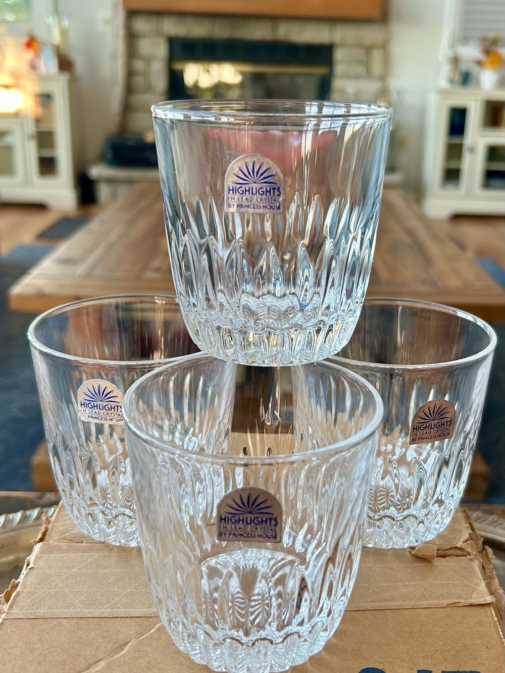 “First Run” Princess House Royal Highlights #867 Faceted Crystal Rock Glasses